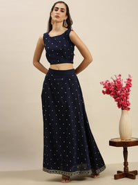 De Moza Women’s Lehenga Set Navy Blue