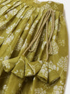 Pipin Girls Printed Lehanga Set Light Olive