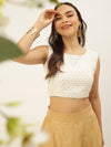 De Moza Women's Co-Ords Sets (Skirt & Blouse) Gold & OffWhite