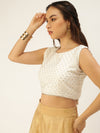 De Moza Women's Co-Ords Sets (Skirt & Blouse) Gold & OffWhite
