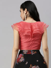 De Moza Women's Co-Ords Sets (Skirt & Blouse) Black & Peach