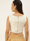 De Moza Women's Co-Ords Sets (Skirt & Blouse) Gold & OffWhite