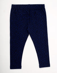 Kids - Girls Ankle Length Leggings Navy Blue with Black Print - De Moza (7713542787)
