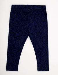 Kids - Girls Ankle Length Leggings Navy Blue with Black Print - De Moza (7713542787)