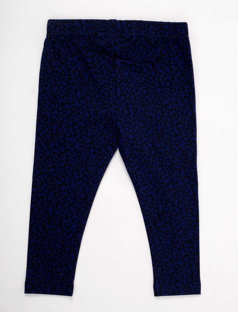 Kids - Girls Ankle Length Leggings Navy Blue with Black Print - De Moza (7713542787)