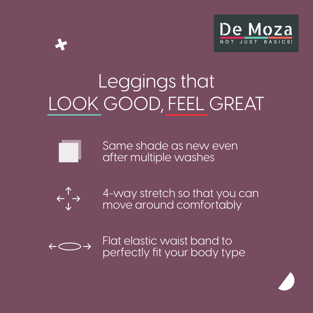 De Moza Women's Premium Ankle Length Leggings Solid Cotton Ecru - De Moza