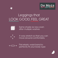 De Moza Women's Premium Ankle Length Leggings Solid Cotton Ecru - De Moza