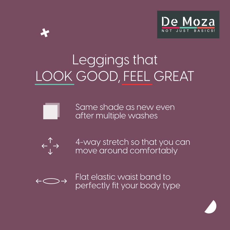 De Moza Women's Premium Ankle Length Leggings Solid Cotton Ecru - De Moza