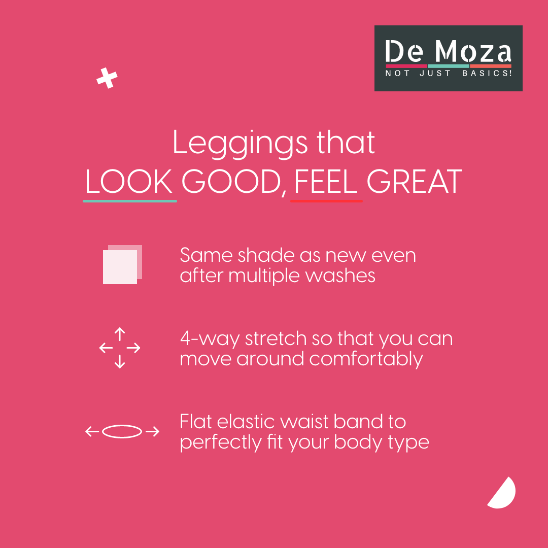 De Moza Women's Premium Ankle Length Leggings Solid Cotton White - De Moza