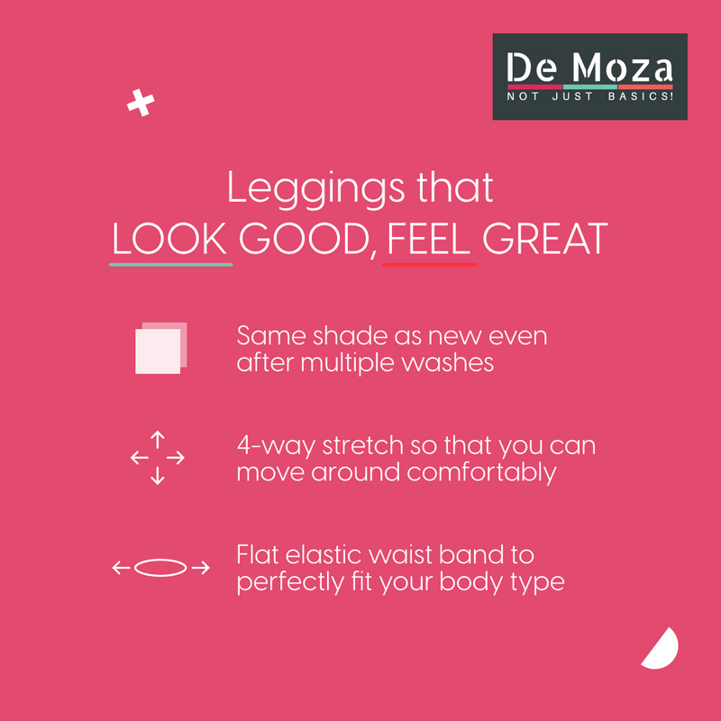 De Moza Ladies Ankle Length Leggings Solid Cotton Olive Green - De Moza