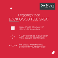 De Moza Women's Premium Ankle Length Leggings Solid Cotton Red - De Moza