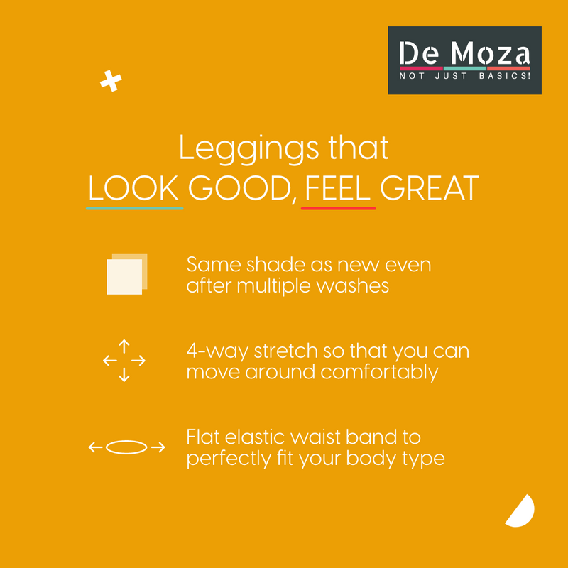 De Moza Women's Premium Ankle Length Leggings Solid Cotton Offwhite - De Moza