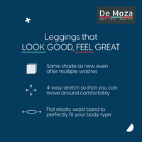 De Moza Women's Premium Ankle Length Leggings Solid Cotton Light Blue - De Moza