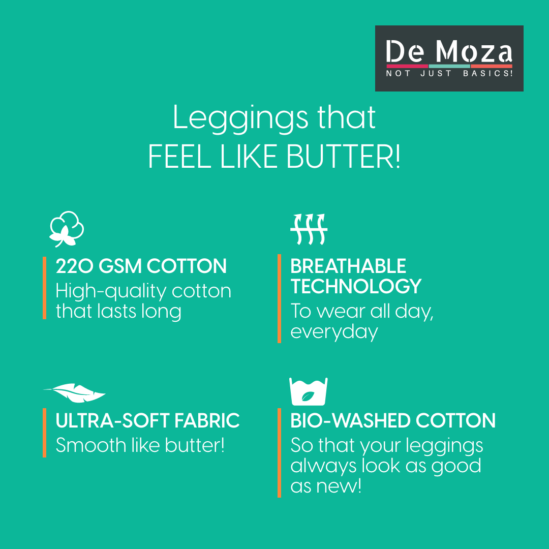 De Moza Ladies Ankle Length Leggings Solid Cotton Golden Beige - De Moza