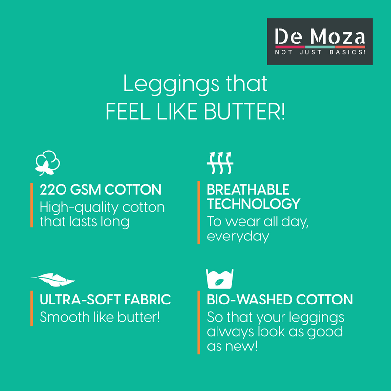 De Moza Women's Premium Ankle Length Leggings Solid Cotton Parrot Green - De Moza