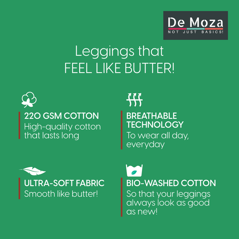 De Moza Women's Premium Ankle Length Leggings Solid Cotton Beige - De Moza