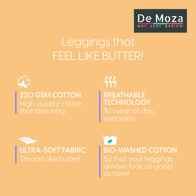 De Moza Ladies Ankle Length Leggings Solid Cotton Skin - De Moza