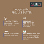 De Moza Women's Premium Ankle Length Leggings Solid Cotton Ecru - De Moza