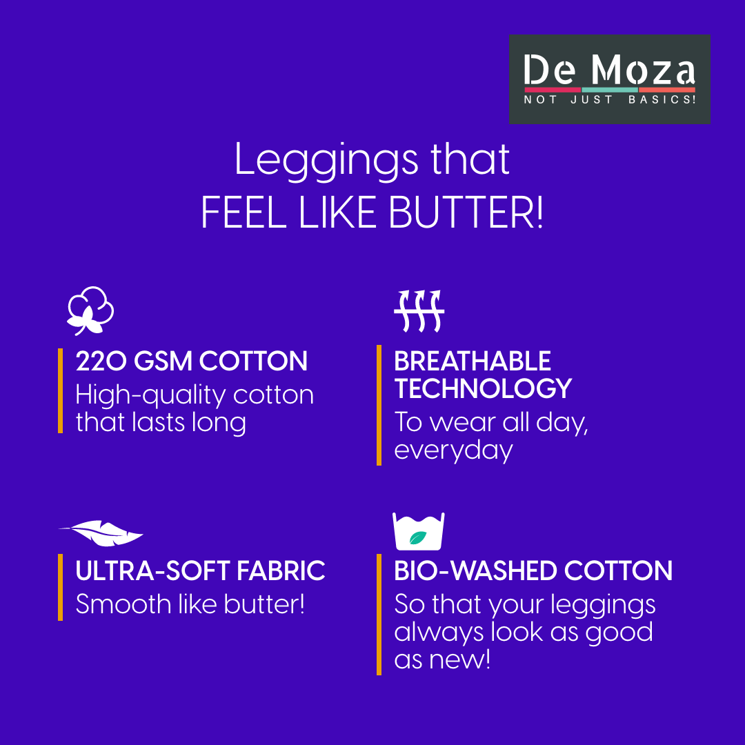 De Moza Ladies Ankle Length Leggings Solid Cotton Olive Green - De Moza