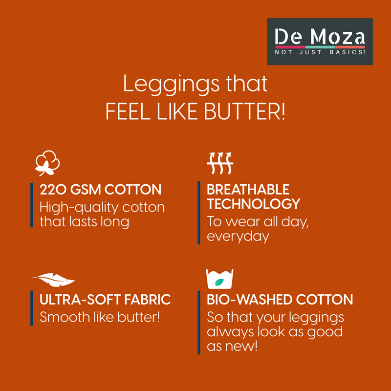 De Moza Ladies Ankle Length Leggings Solid Cotton Coffee Brown - De Moza