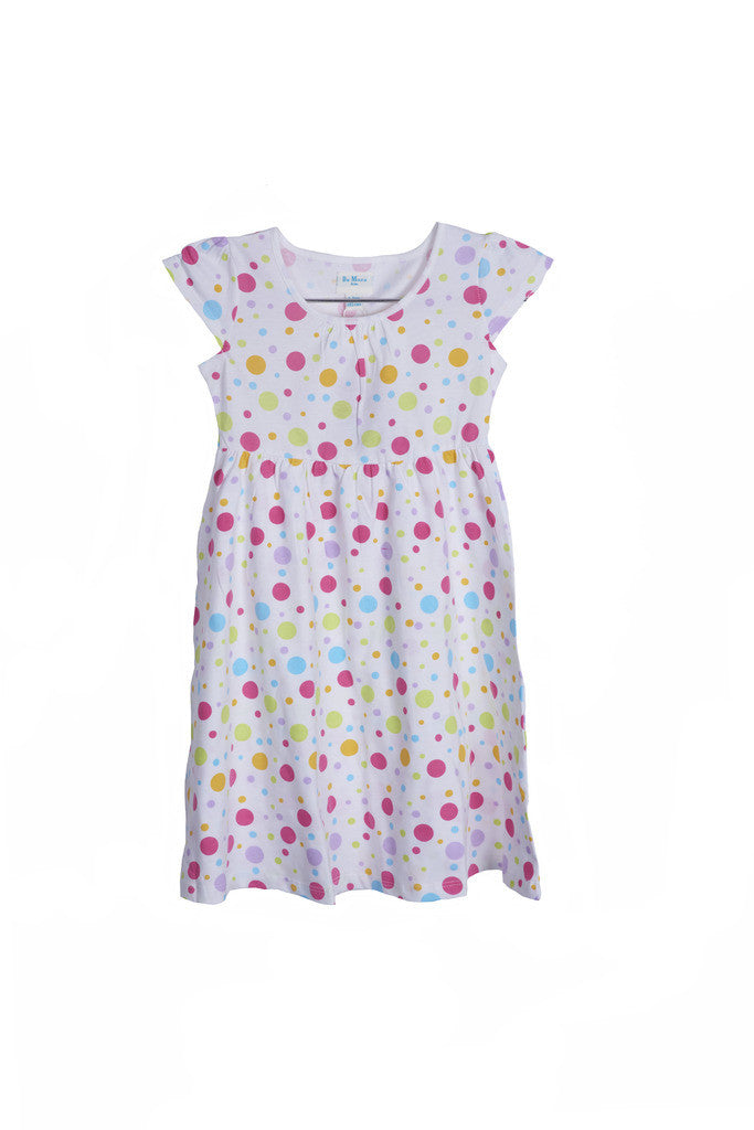 De Moza- Girls Knit Printed White Dress - De Moza (9187116302)