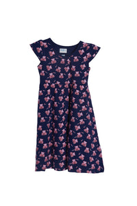 De Moza-Girls Knit Printed Navy Blue Dress - De Moza (9187116686)
