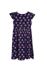 De Moza-Girls Knit Printed Navy Blue Dress - De Moza (9187116686)