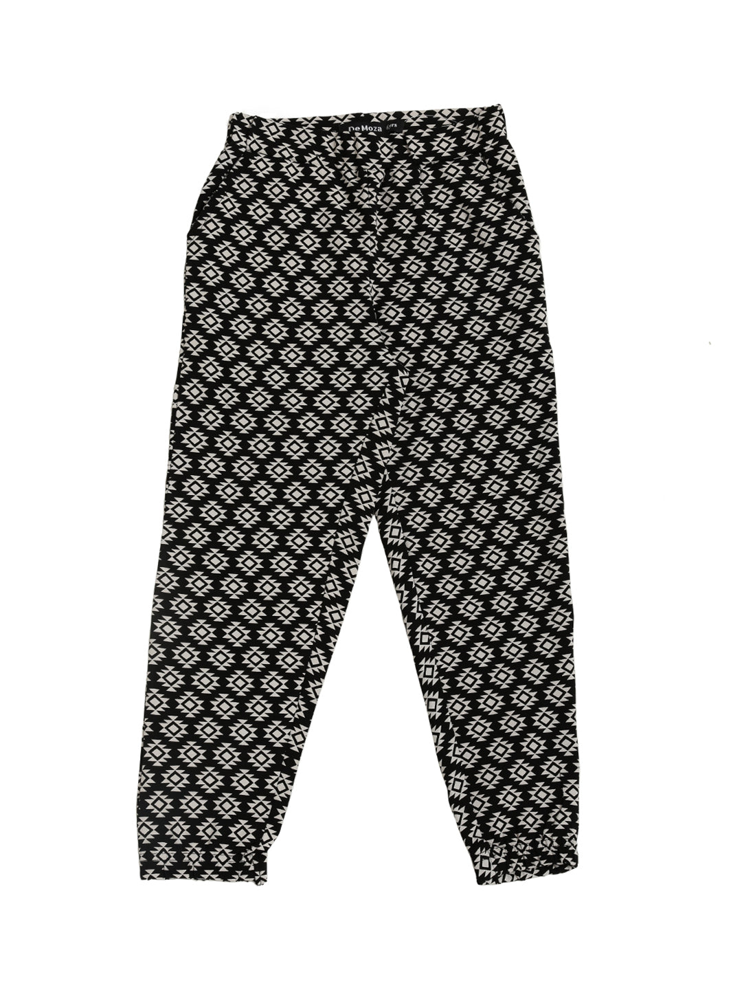 De Moza Kids - Girls Printed Harem Pant Knit Bottom Cotton Black - De Moza (4464288104511)