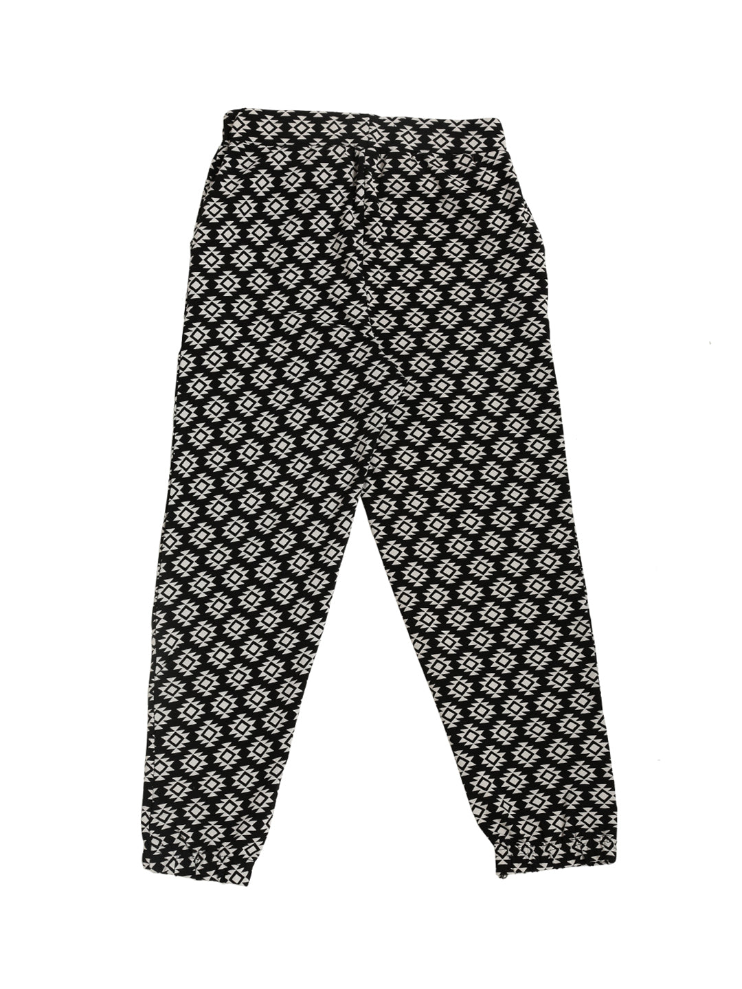 De Moza Kids - Girls Printed Harem Pant Knit Bottom Cotton Black - De Moza (4464288104511)