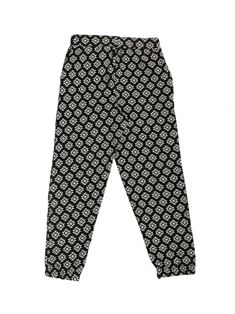 De Moza Kids - Girls Printed Harem Pant Knit Bottom Cotton Black - De Moza (4464288104511)