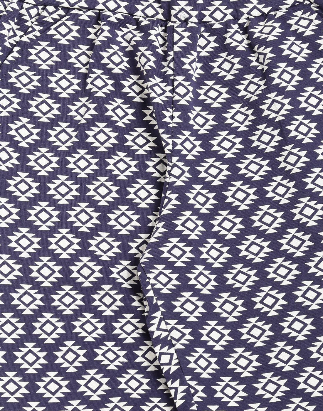 De Moza Kids - Girls Printed Harem Pant Knit Bottom Cotton Navy Blue - De Moza (4464288137279)