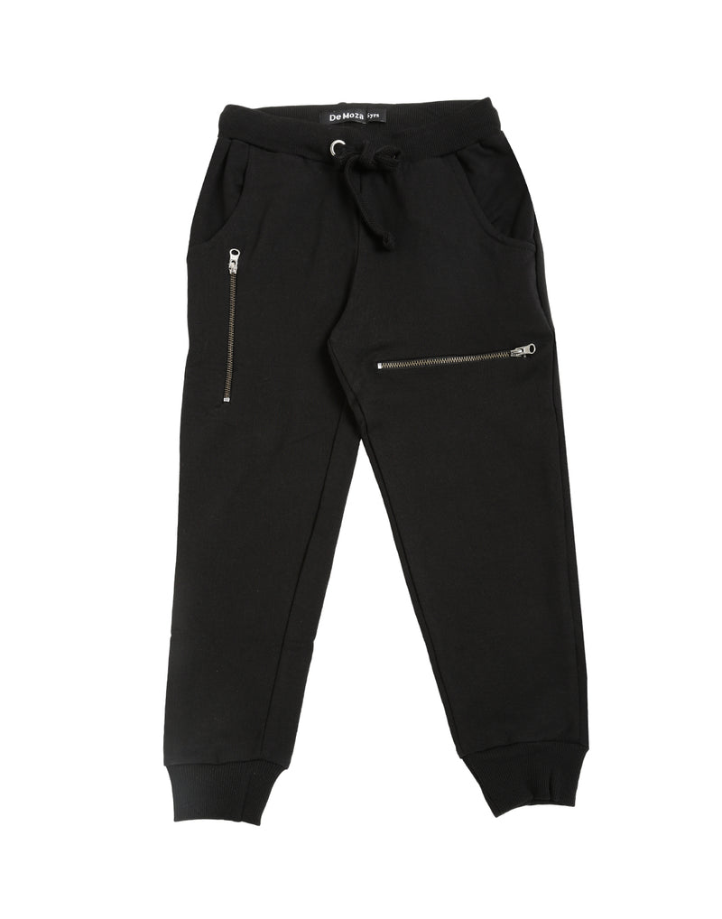 De Moza Kids - Girls Jogger Knit Bottom Solid Cotton Black - De Moza (4464289677375)