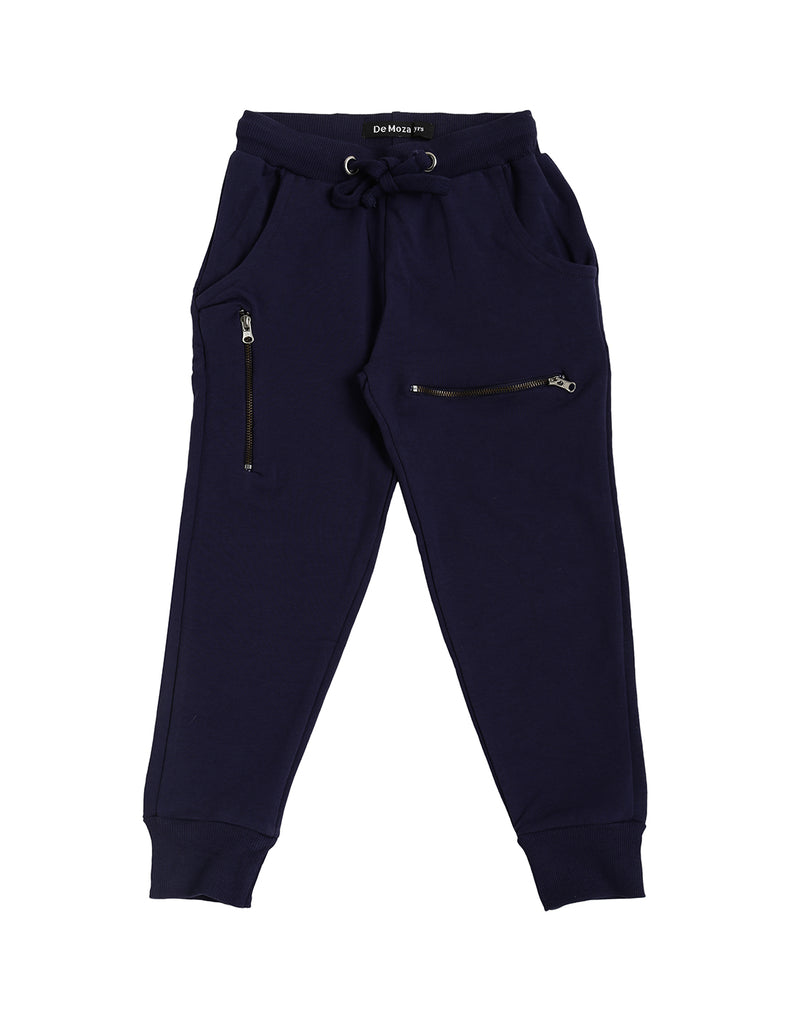 De Moza Kids - Girls Jogger Knit Bottom Solid Cotton Navy Blue - De Moza (4464289775679)