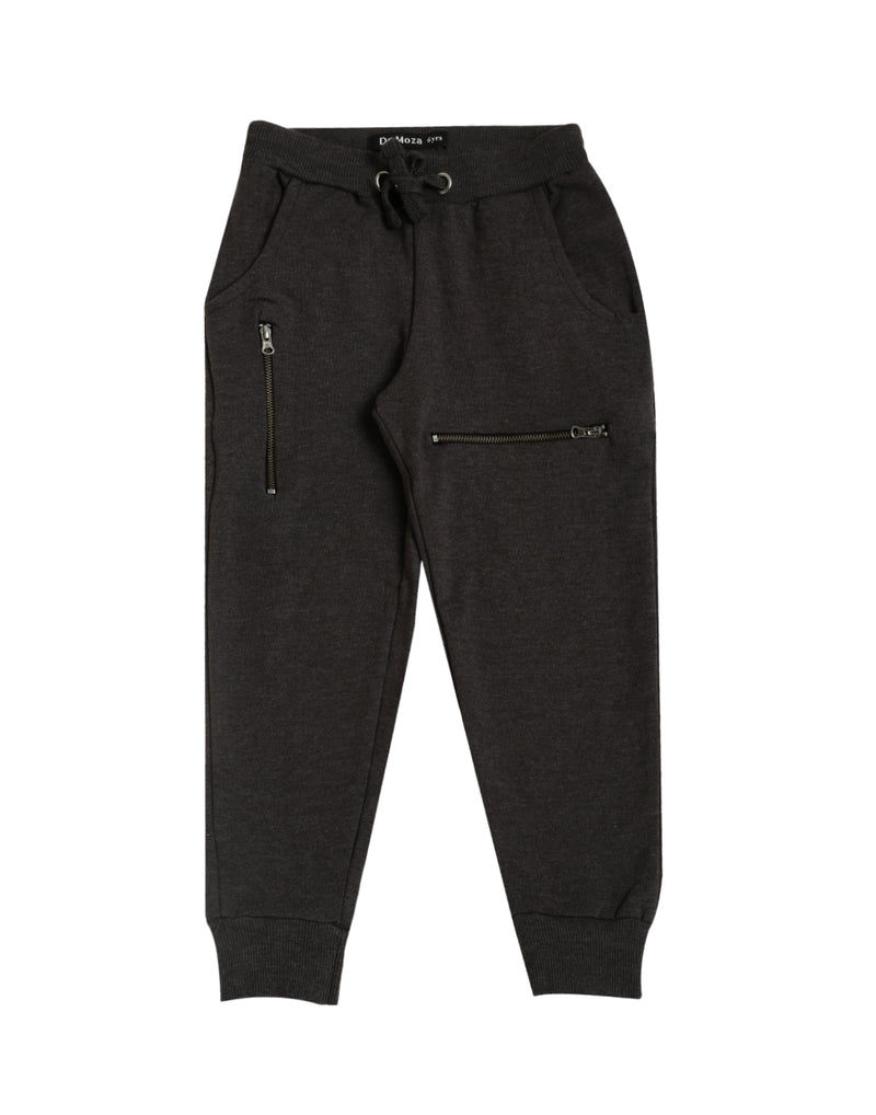 De Moza Kids - Girls Jogger Knit Bottom Solid Cotton Anthra Melange - De Moza (4464289808447)