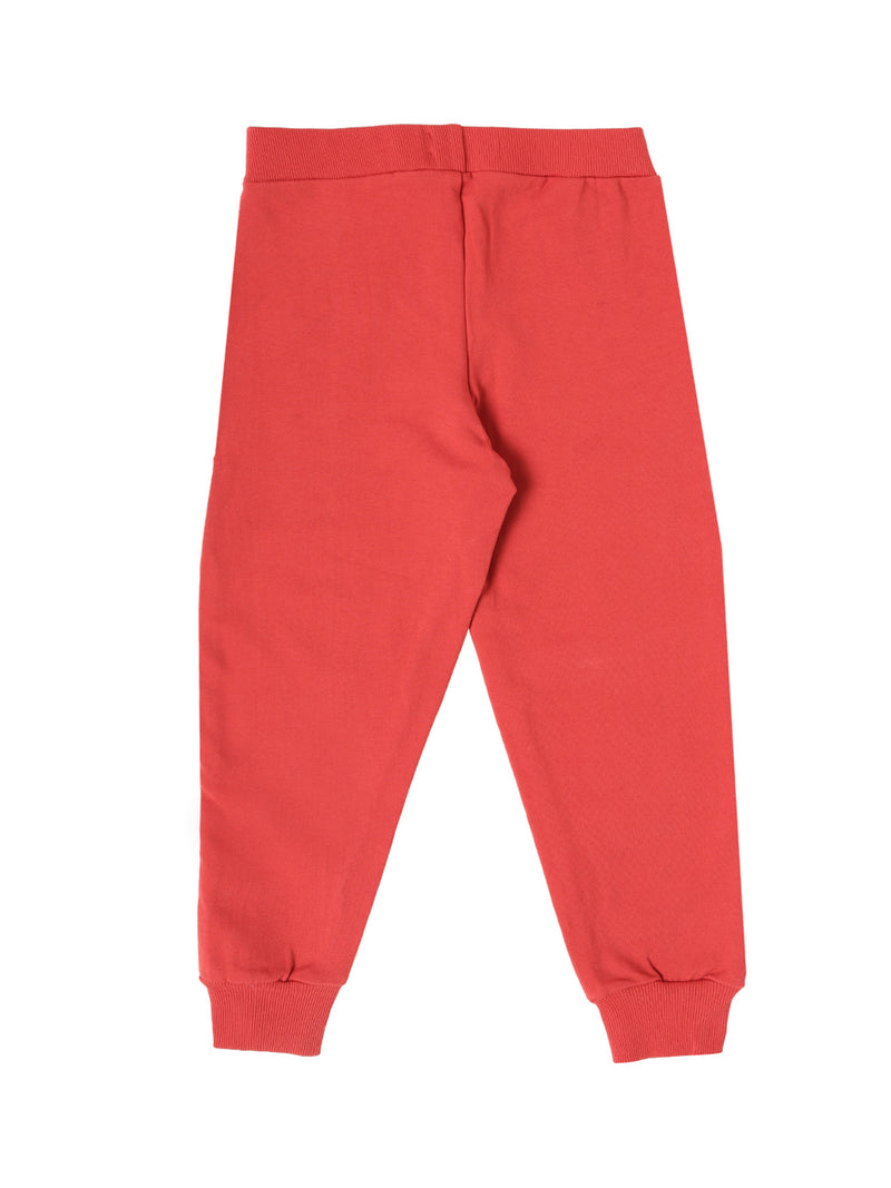 De Moza Kids - Girls Jogger Knit Bottom Placement Print Cotton Red - De Moza (4464289841215)