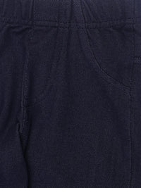 De Moza Kids - Girls Knit Bottom Jeggings Solid Cotton Lycra Blue - De Moza (4474999799871)
