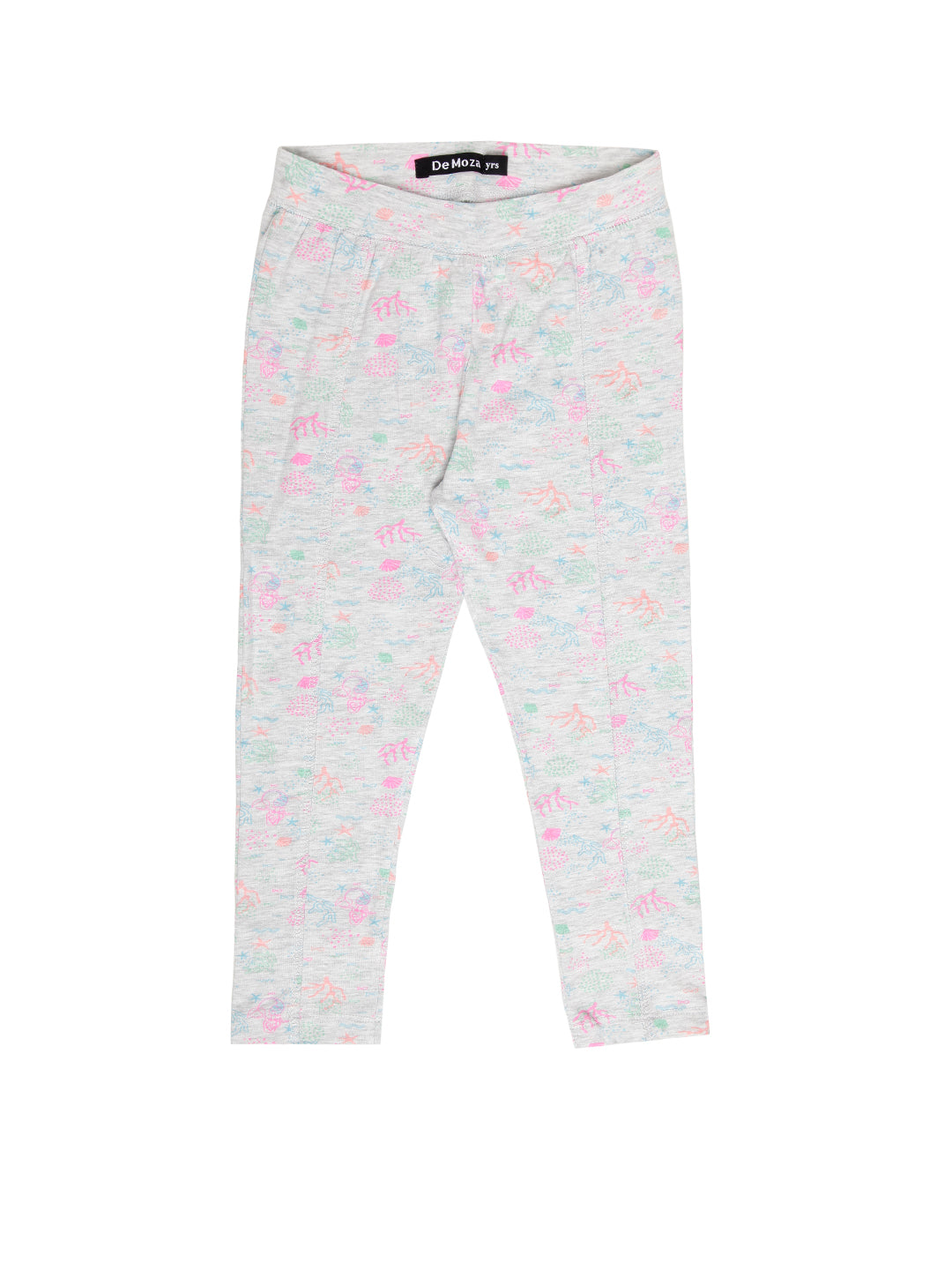 Kids - Girls Printed Leggings Grey Melange - De Moza (1940700758079)