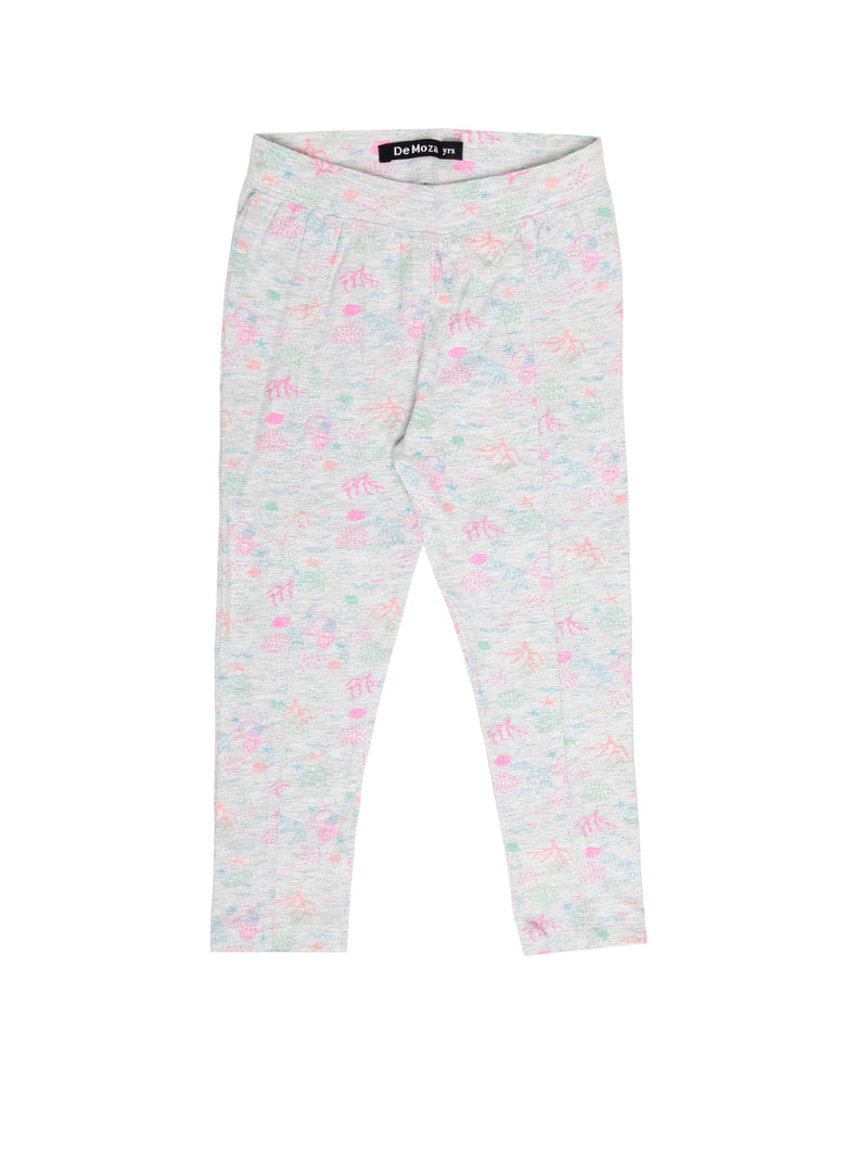 Kids - Girls Printed Leggings Grey Melange - De Moza (1940700758079)