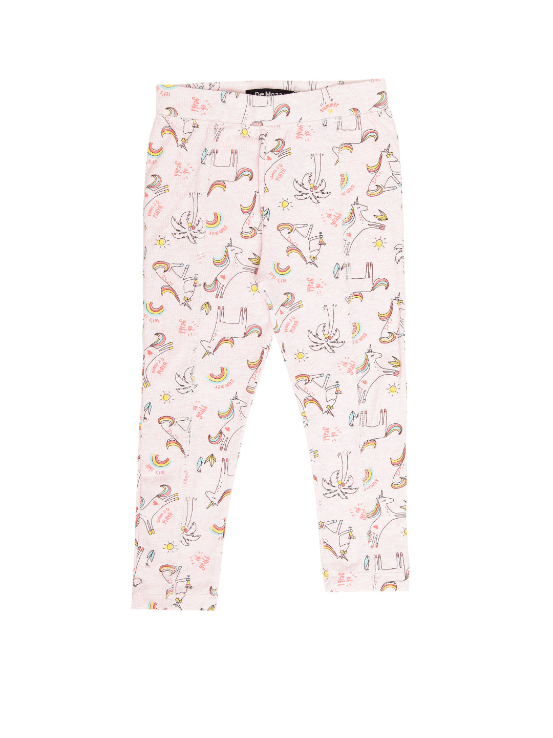 Kids - Girls Printed Leggings Pink Melange - De Moza (1940801224767)