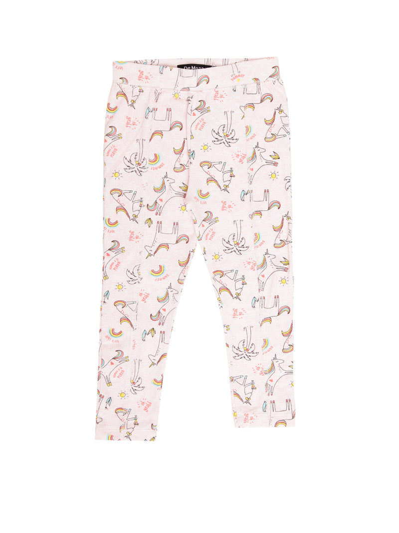 Kids - Girls Printed Leggings Pink Melange - De Moza (1940801224767)
