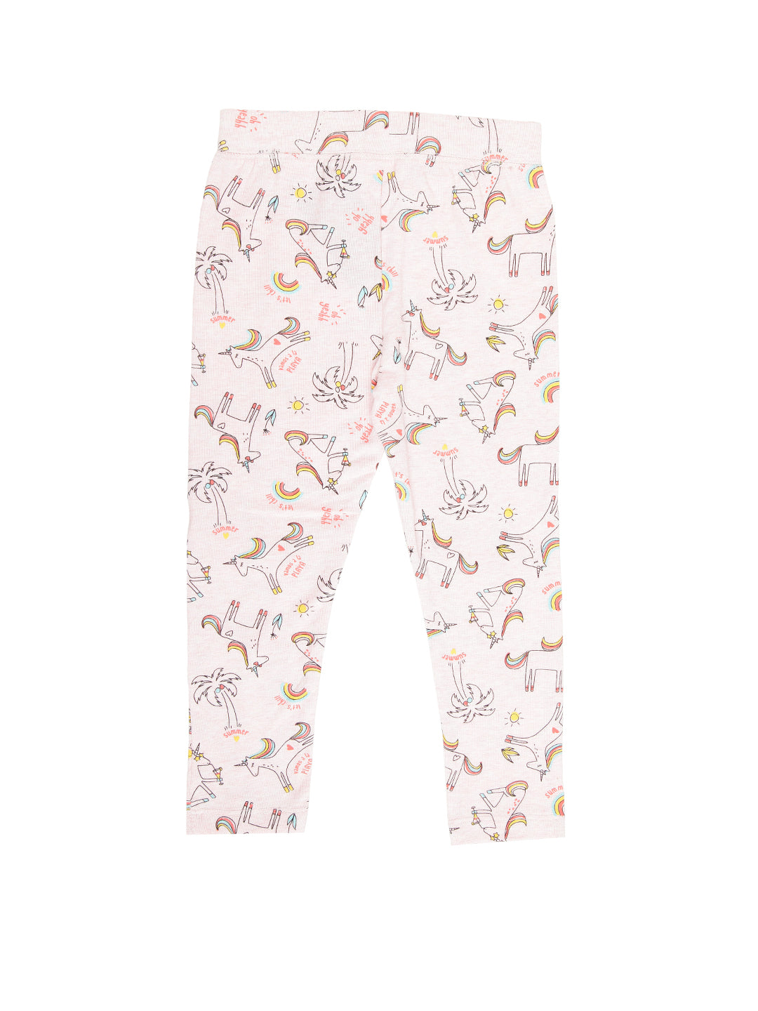 Kids - Girls Printed Leggings Pink Melange - De Moza (1940801224767)
