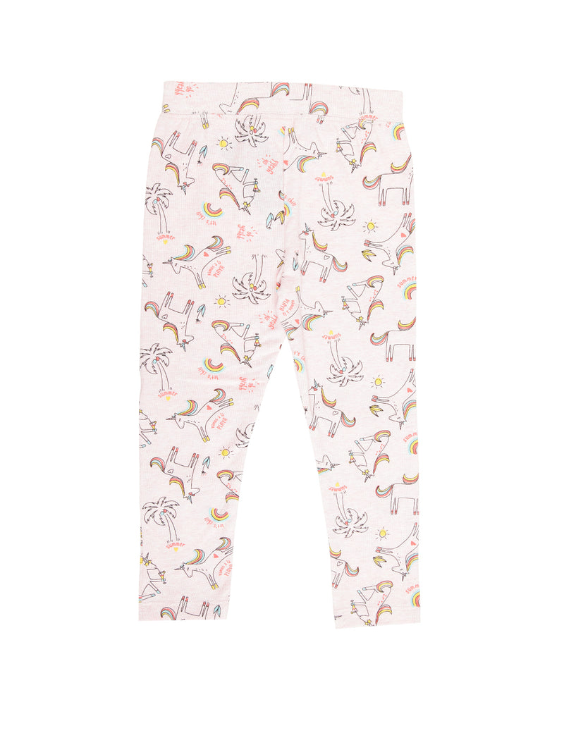 Kids - Girls Printed Leggings Pink Melange - De Moza (1940801224767)