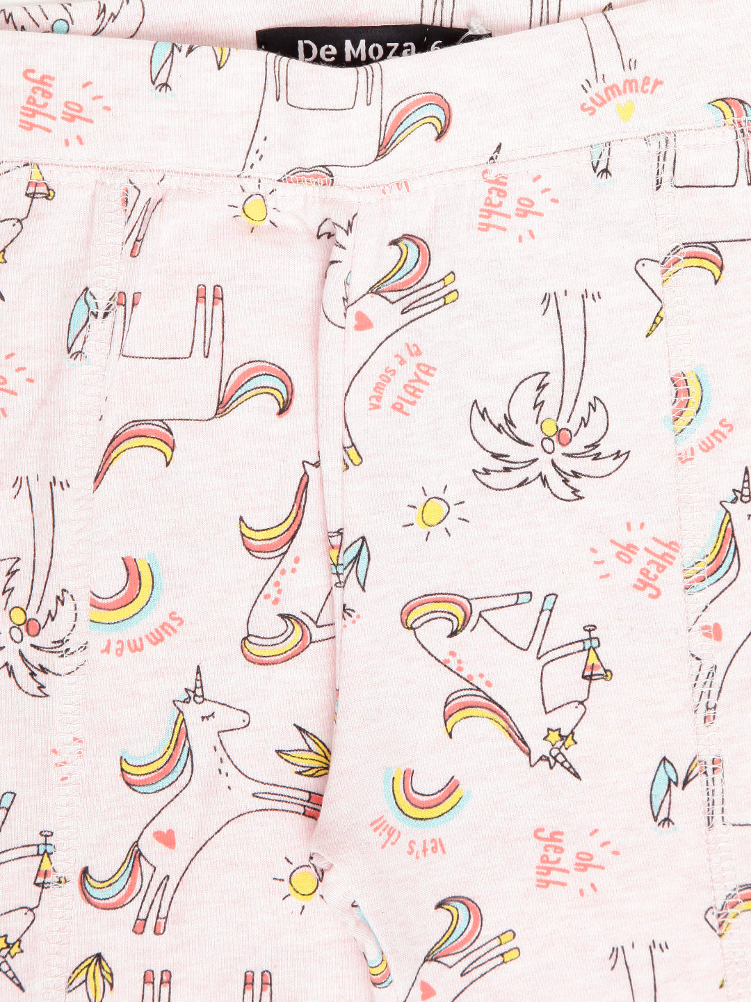 Kids - Girls Printed Leggings Pink Melange - De Moza (1940801224767)