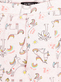 Kids - Girls Printed Leggings Pink Melange - De Moza (1940801224767)