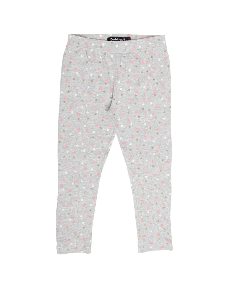 Kids - Girls Printed Leggings Grey Melange - De Moza (1943250829375)
