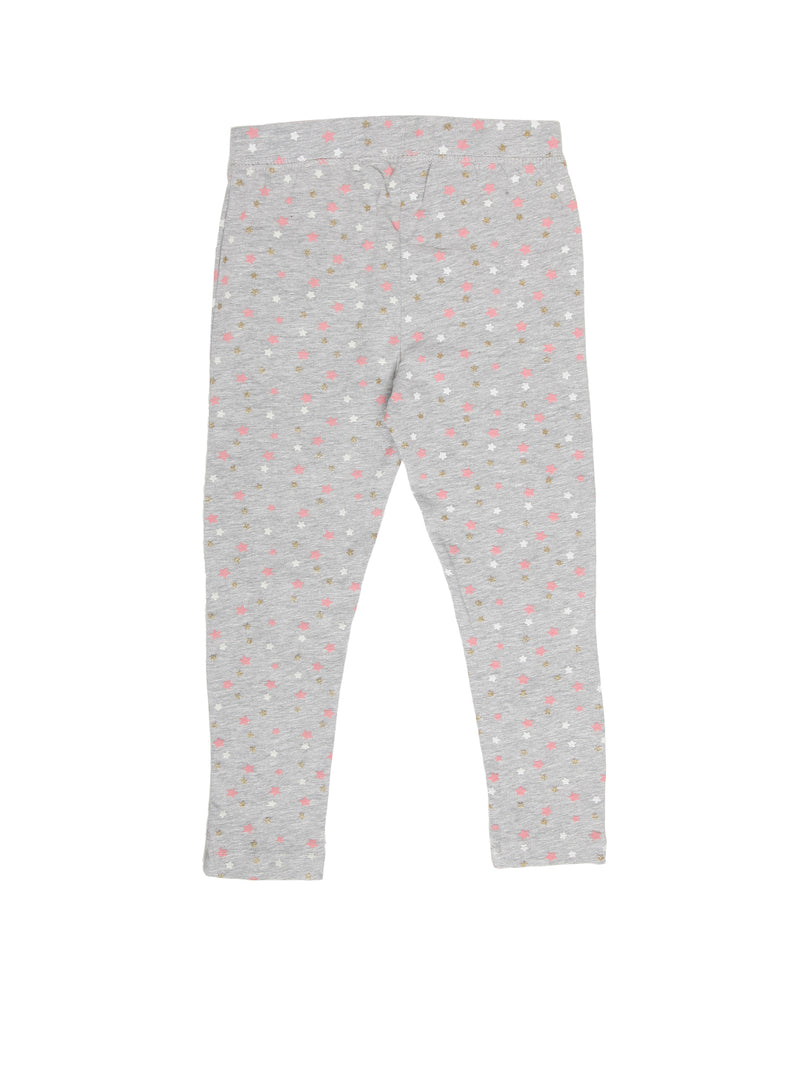 Kids - Girls Printed Leggings Grey Melange - De Moza (1943250829375)