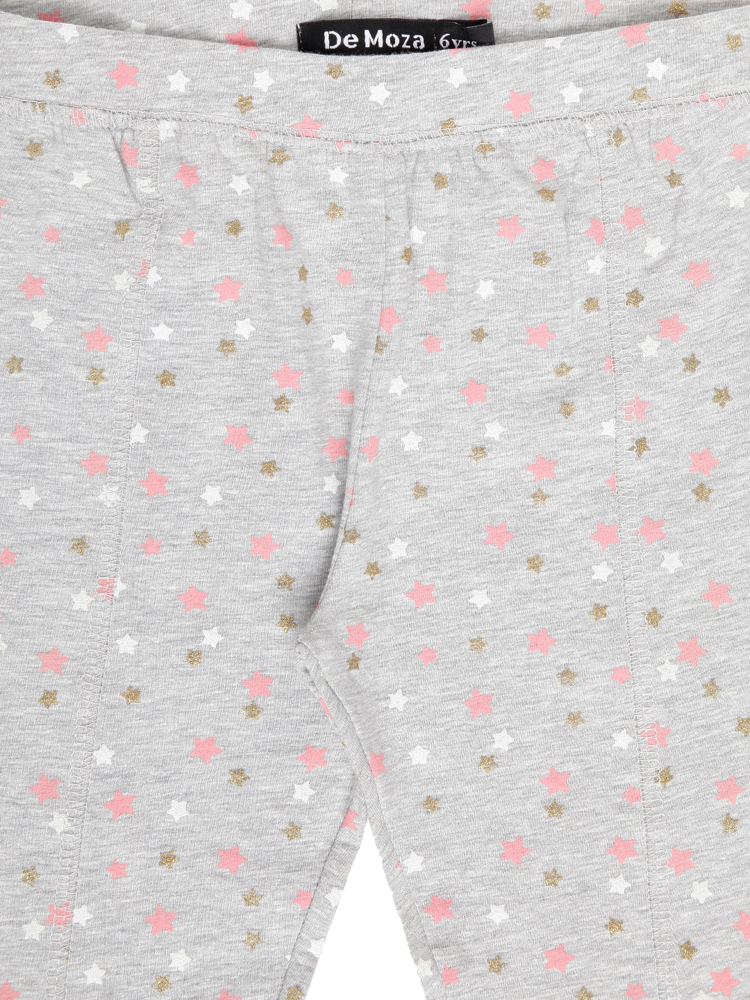 Kids - Girls Printed Leggings Grey Melange - De Moza (1943250829375)