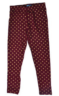 De Moza-Girls Printed Ankle Length Leggings Wine - De Moza (9187004622)