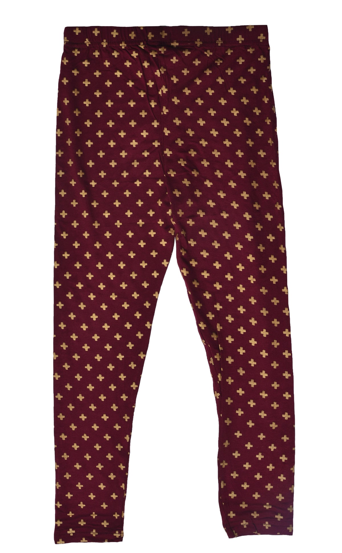 De Moza-Girls Printed Ankle Length Leggings Wine - De Moza (9187004622)