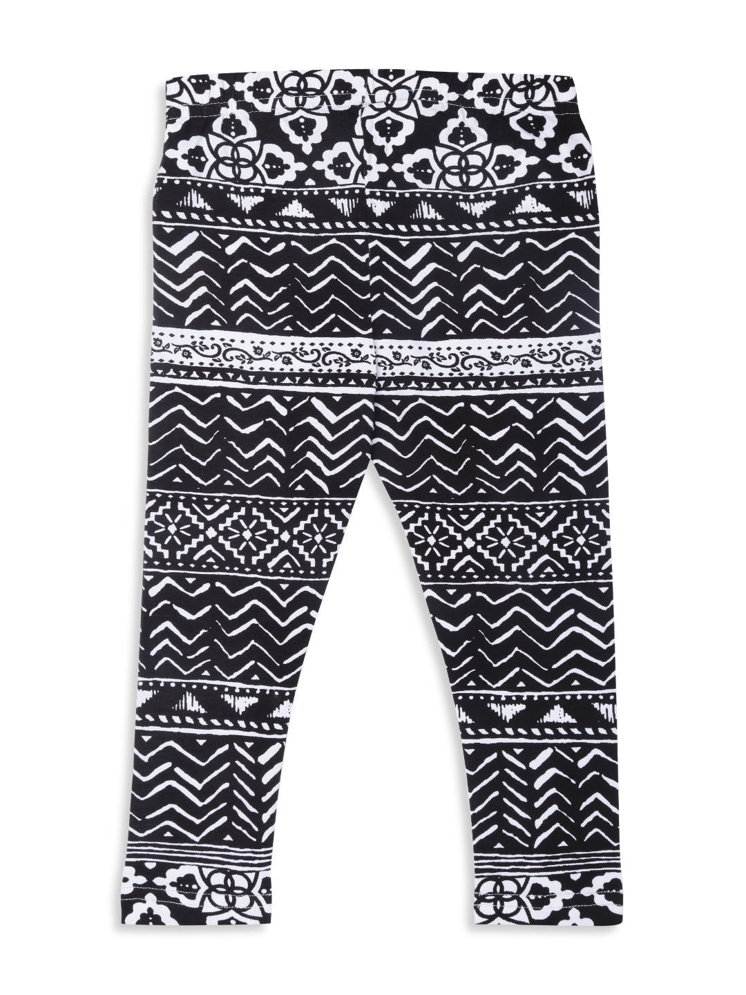 De Moza Kids - Girls Ankle Length Leggings  Printed Cotton Lycra Black Aop - De Moza (4465241751615)